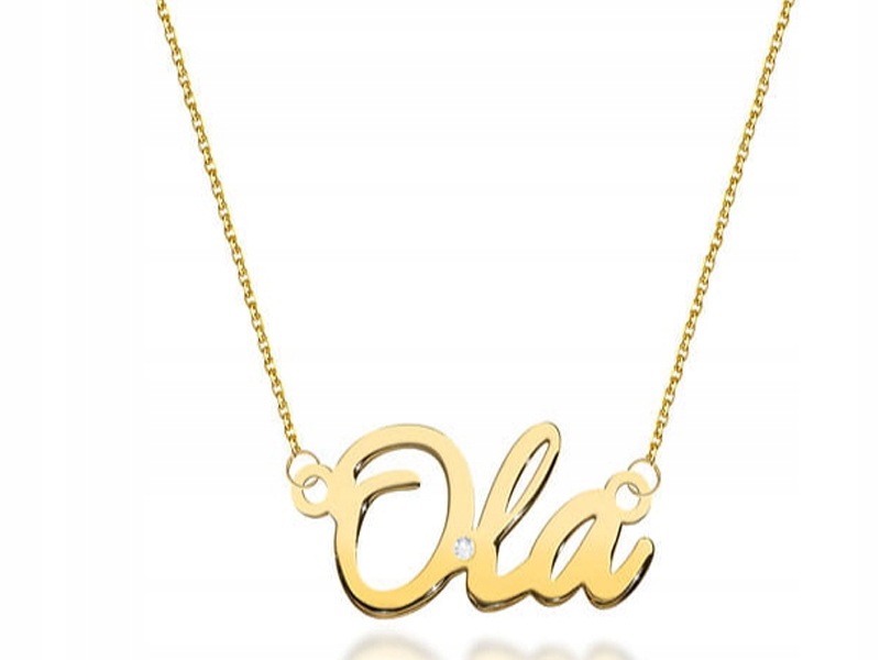 Zlatý náhrdelník 585 jméno ola diamanty 1,1g elegantní vzor jako dárek 14k