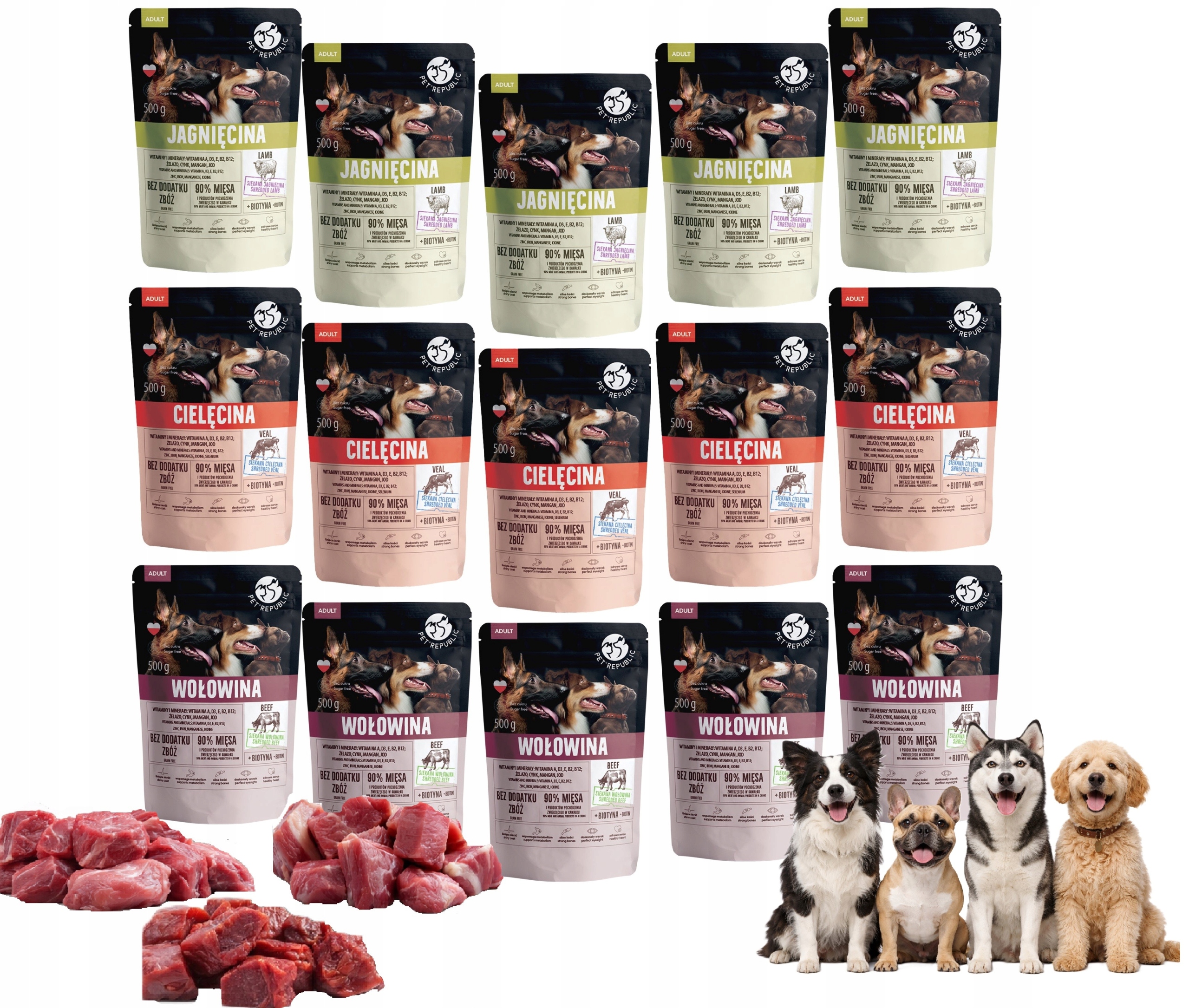 Pet Republic karma mokra dla psa mix smaków 15x500g smakowita różnorodność