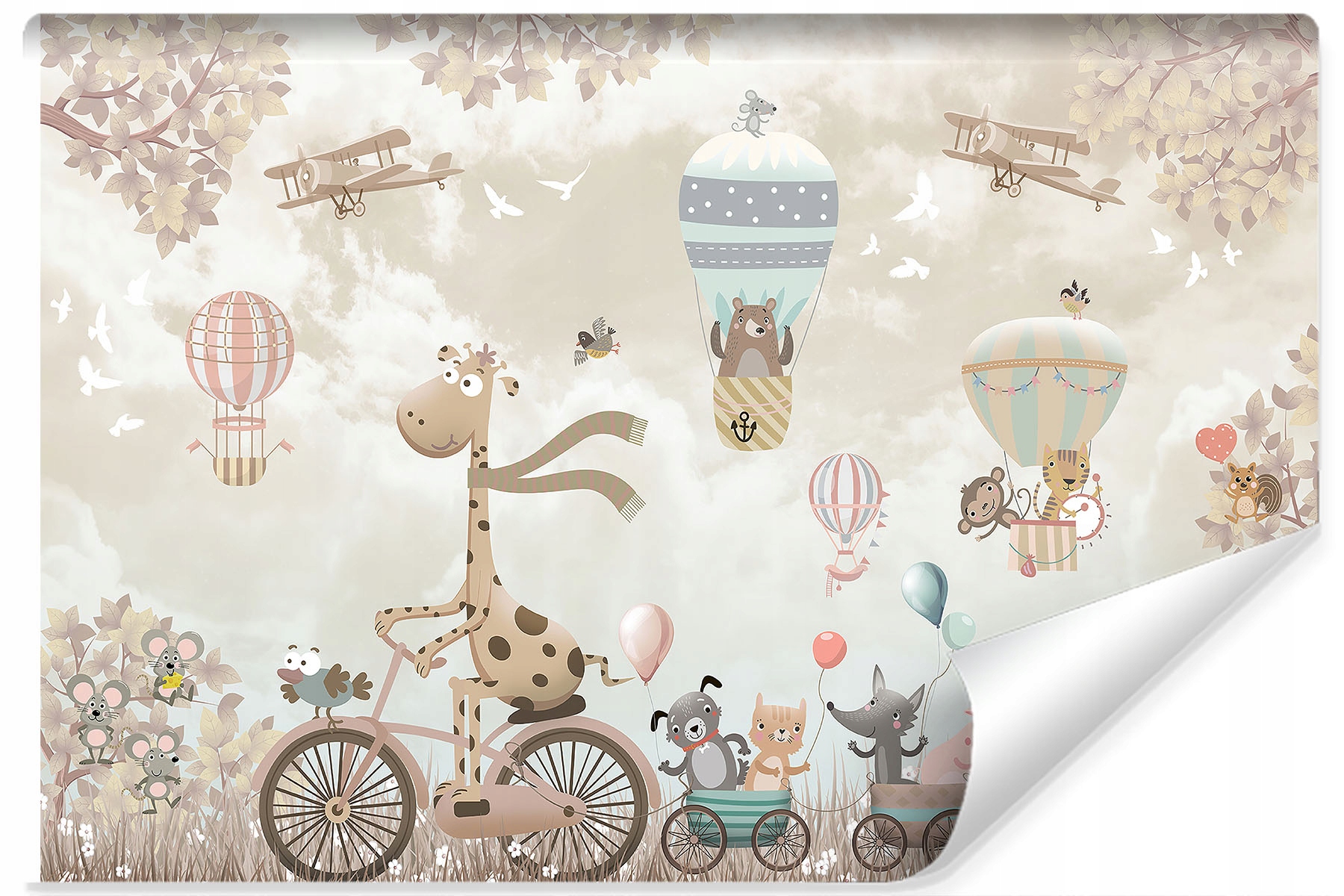 Fototapeta Miś Balony Samolot Pies Kot 3D 450x300