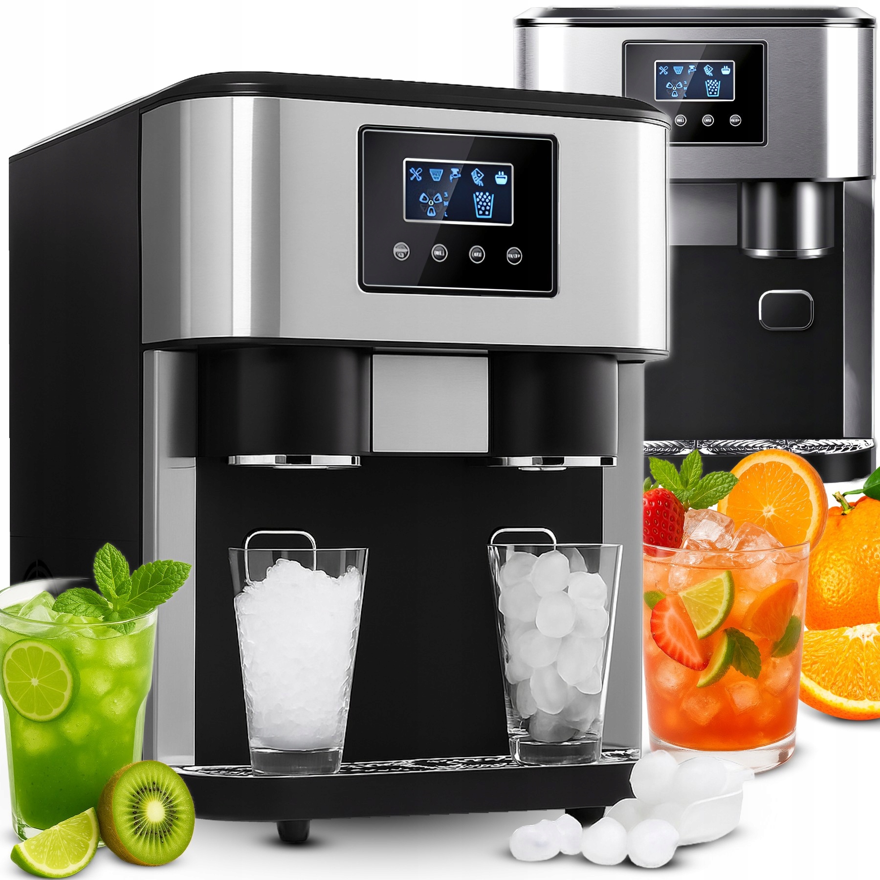 Výrobník Ledu Dávkovač Vody Drtič 3v1 380W Led Dotykový Panel