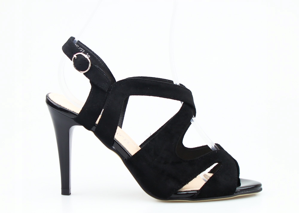 

Czarne Sandały Na Szpilce Eleganckie Zamszowe 38