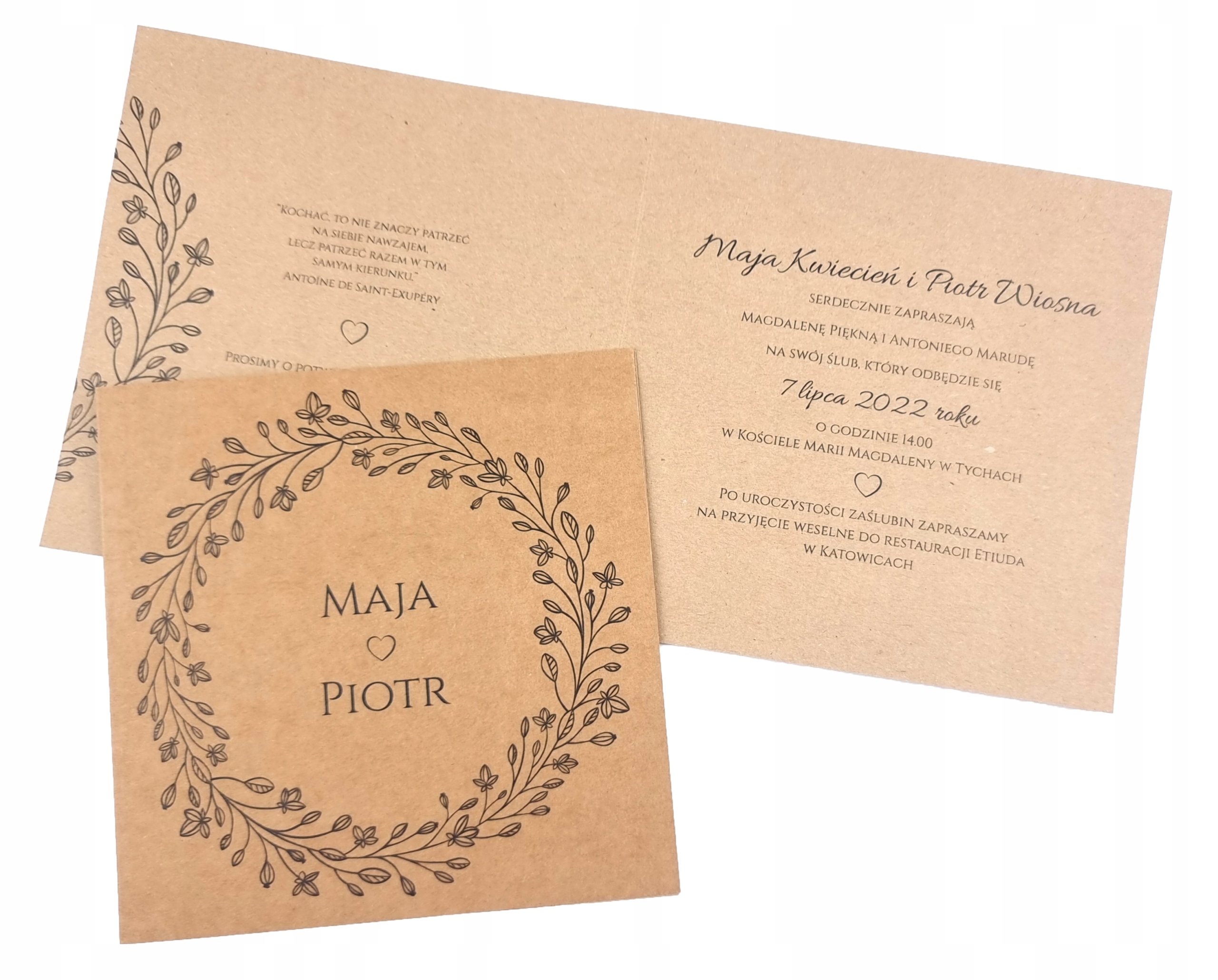 ZAPROSZENIA NA ŚLUB, Ślubne, Eco - 2 SZTUKI