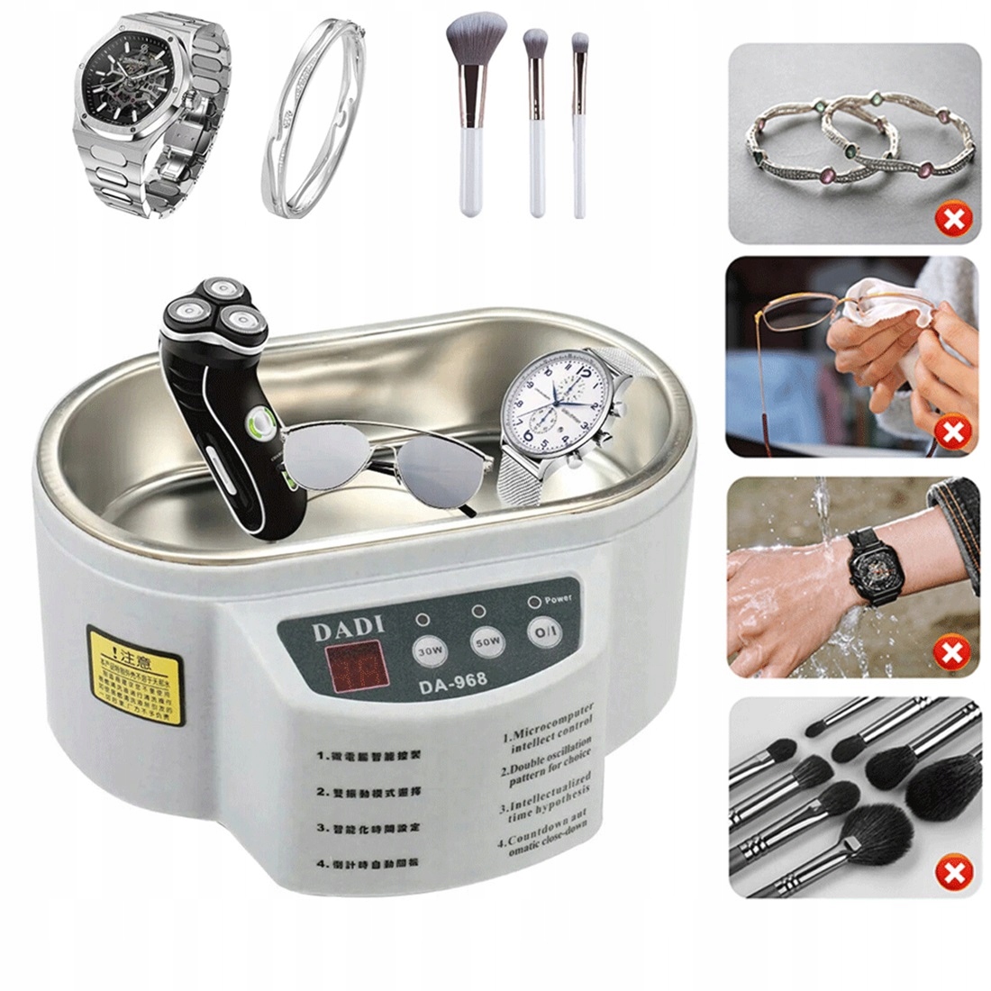 Ultradźwiękowa Myjka 30W/50W Ze Stali Nierdzewnej Do Okularów I Biżuterii