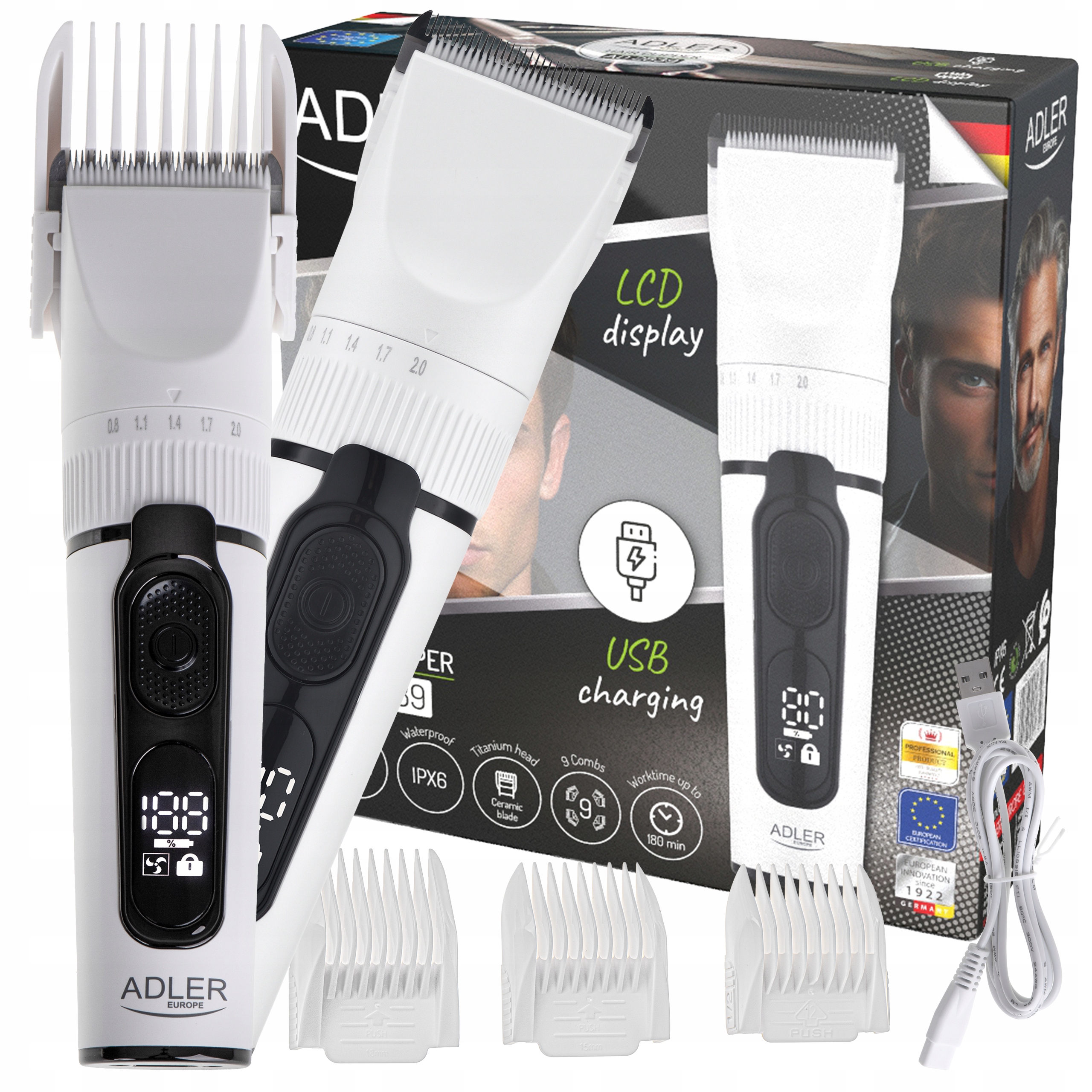 Maszynka Do Włosów Golenia Brody Zarostu Profesjonalna Bezprzewodowa LCD