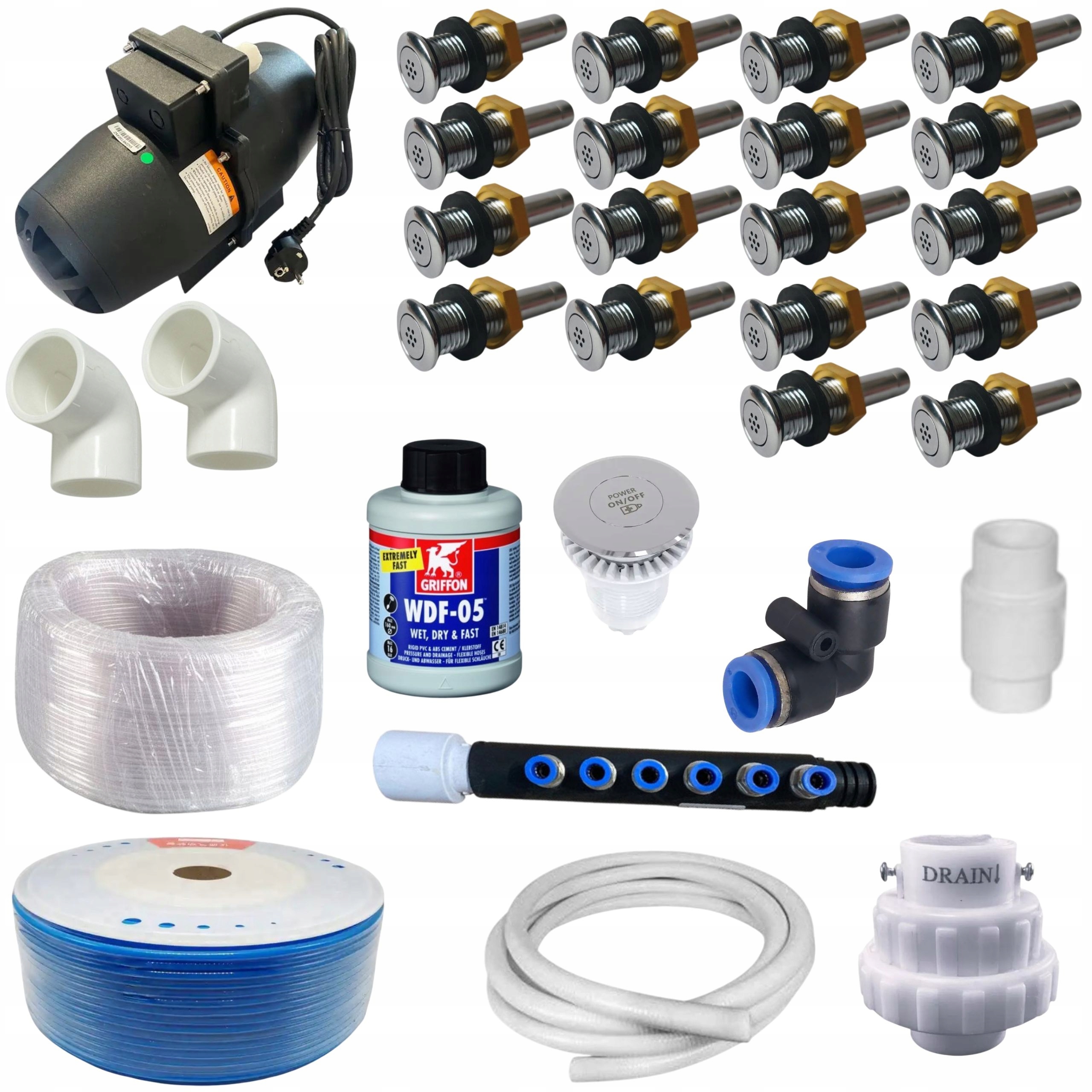 Aeromasáž 1000W 24 Trysek Vzduchová masáž Jacuzi Spa Zahradní bali Sada