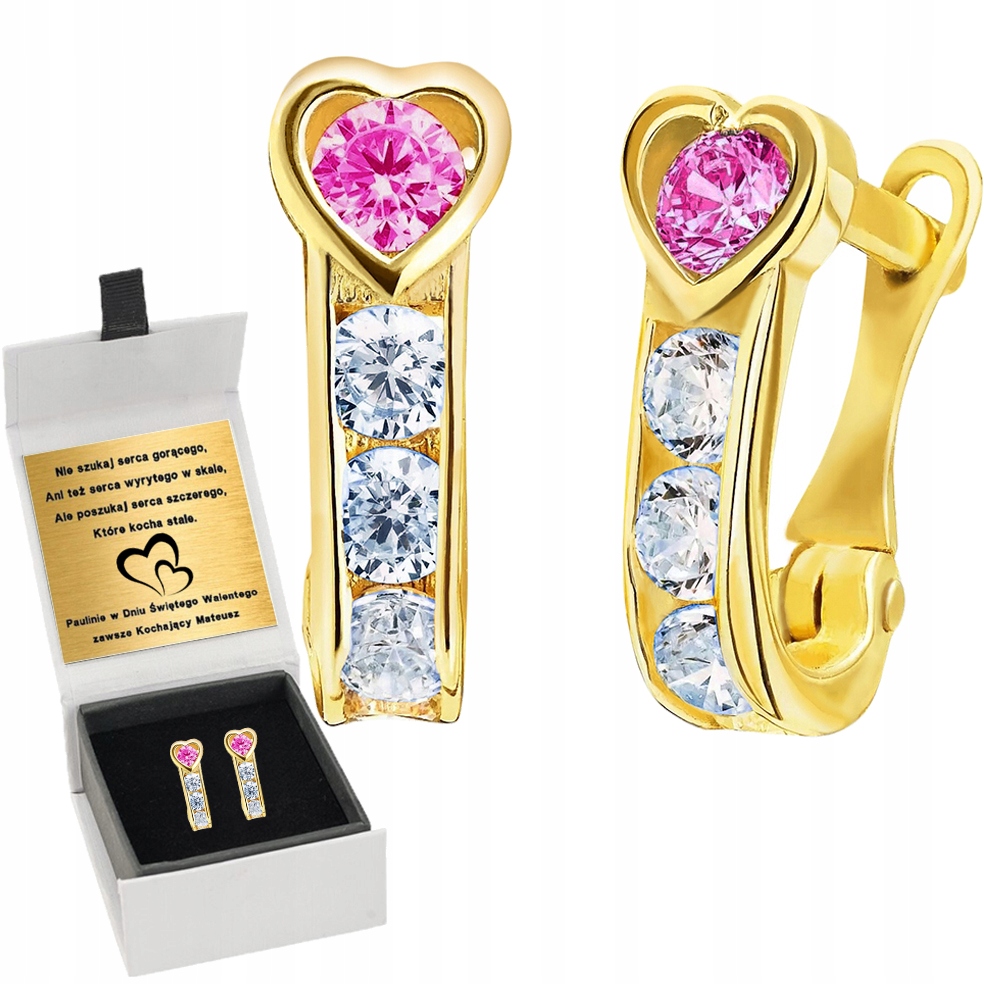 

Srebrne Kolczyki Serca 925 Angielskie Grawer