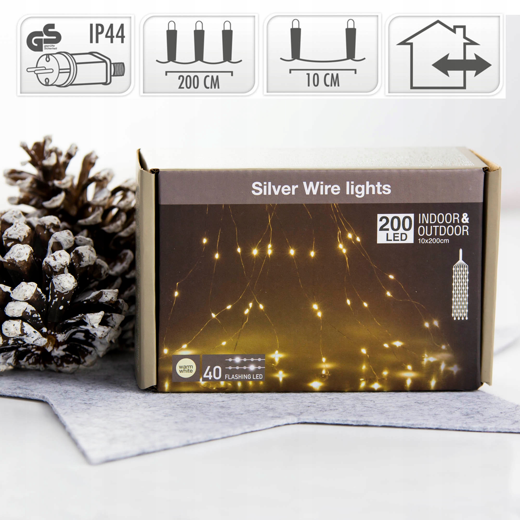 LAMPKI KURTYNA ŚWIETLNA CHOINKOWE DRUCIKI + FLASH Marka Koopman