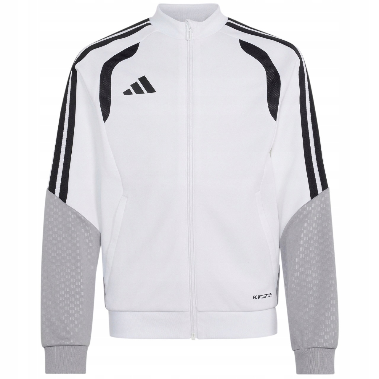 Dětská Mikina adidas Tiro 26 Rozepínací fotbalový stojáček Pohodlná bílá 116