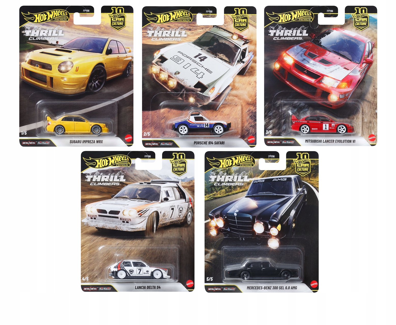 Hot Wheels Premium Car Culture Thrill Climbers zestaw 5 aut FPY86