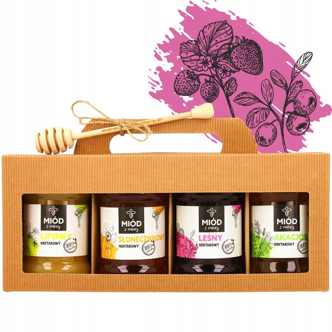Zestaw miodów naturalnych 4x400 g Tak Taniej!!
