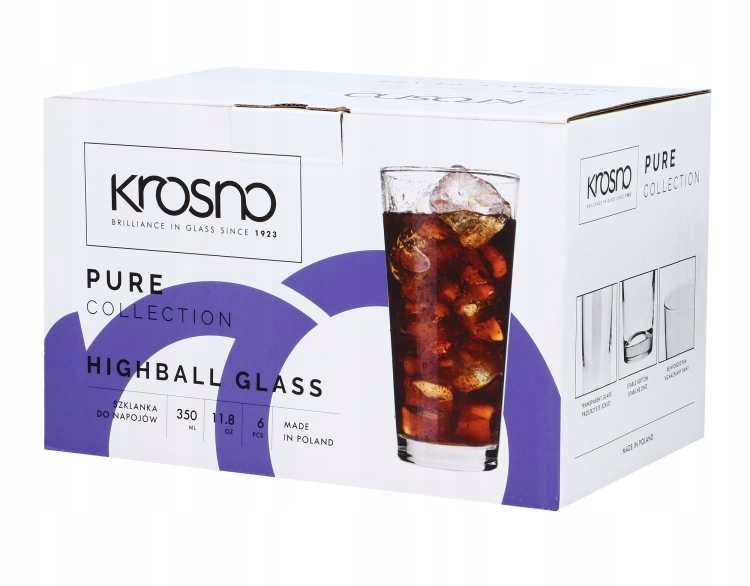 

Wysokie szklanki do napojów wody Krosno Pure 350ml