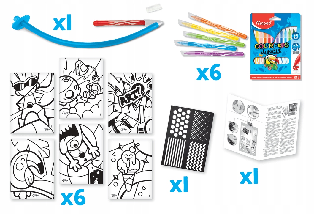Dmuchane Flamastry dla Dzieci Zestaw ARTYSTYCZNY Szablony + 6 kol. Maped Kod producenta 846715 Maped Pop Art
