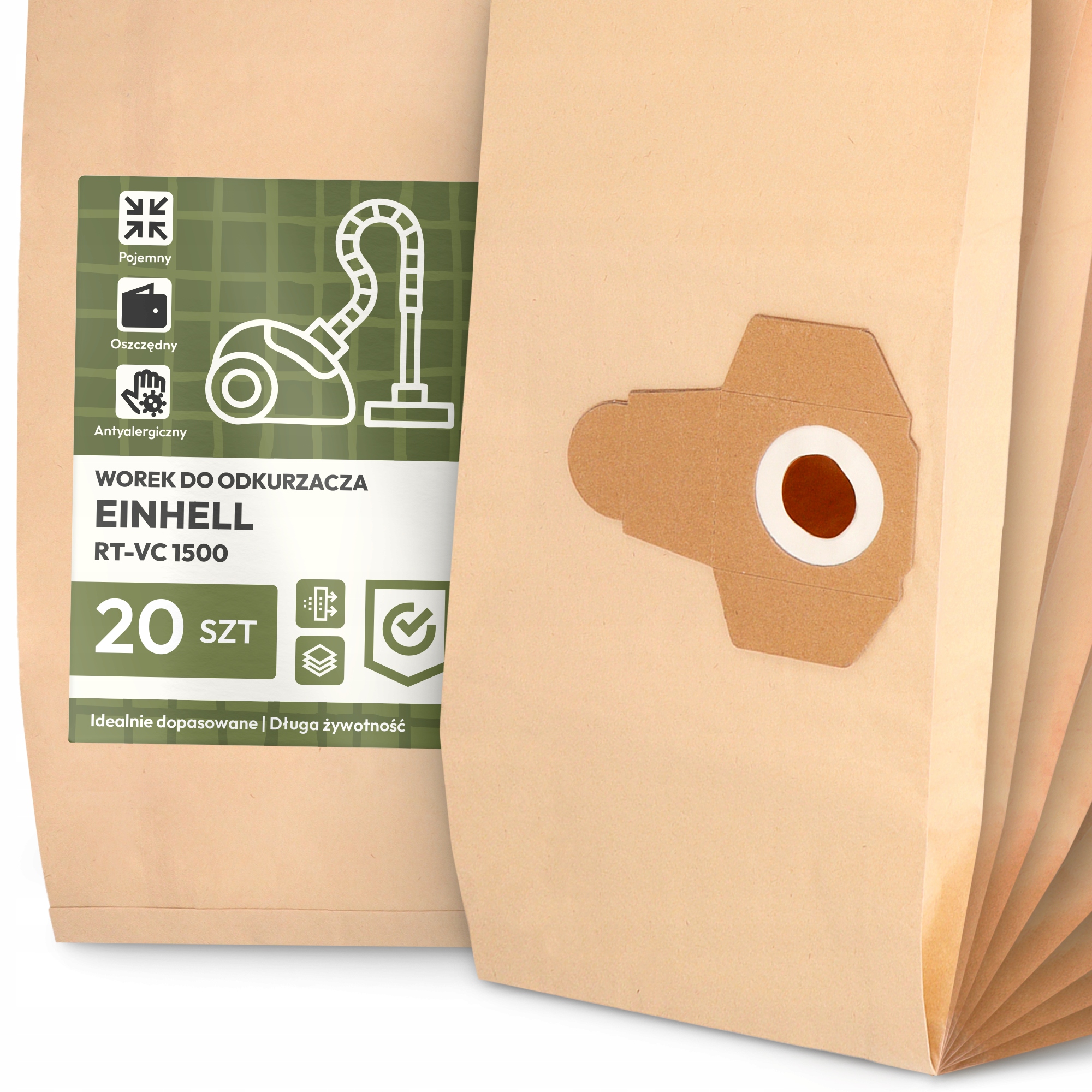20 x Sáček Do Vysavače Einhell Rt-vc 1500 Papírový Velký Silný Sáčky 2A