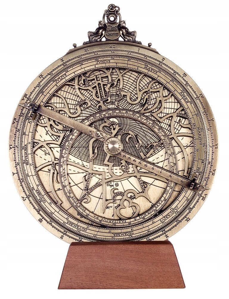 Wielkie mosiężne astrolabium Rojas Premium średnica 20 cm – reprodukcja