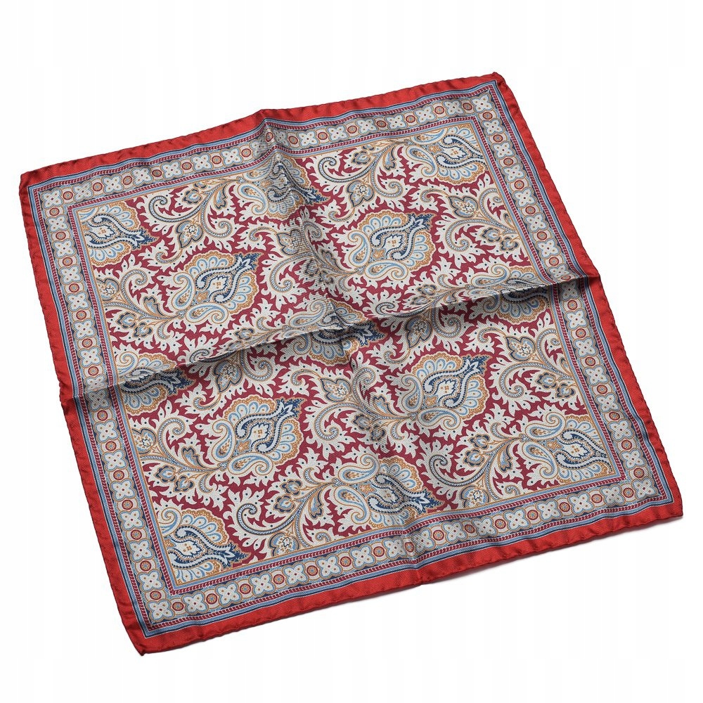 Jedwabna bordowa poszetka we wzór turecki