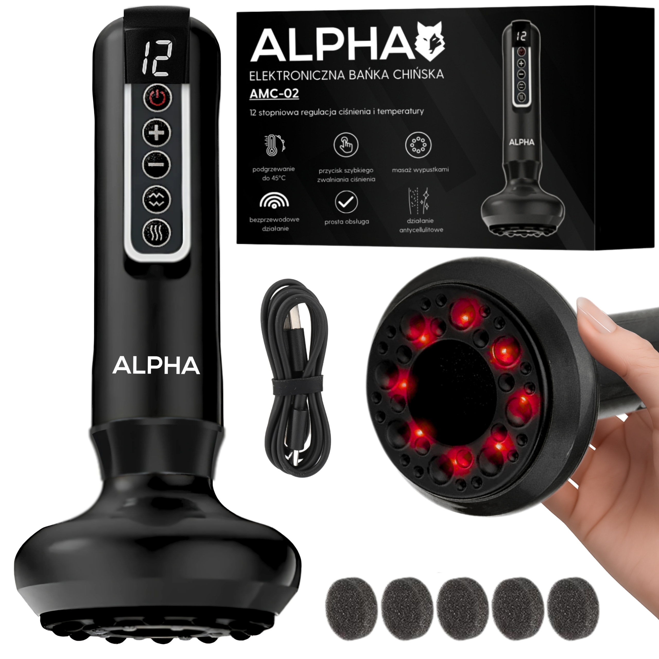 Elektryczna Bańka Chińska Bezprzewodowy Masażer Antycellulitowy Podgrzewany