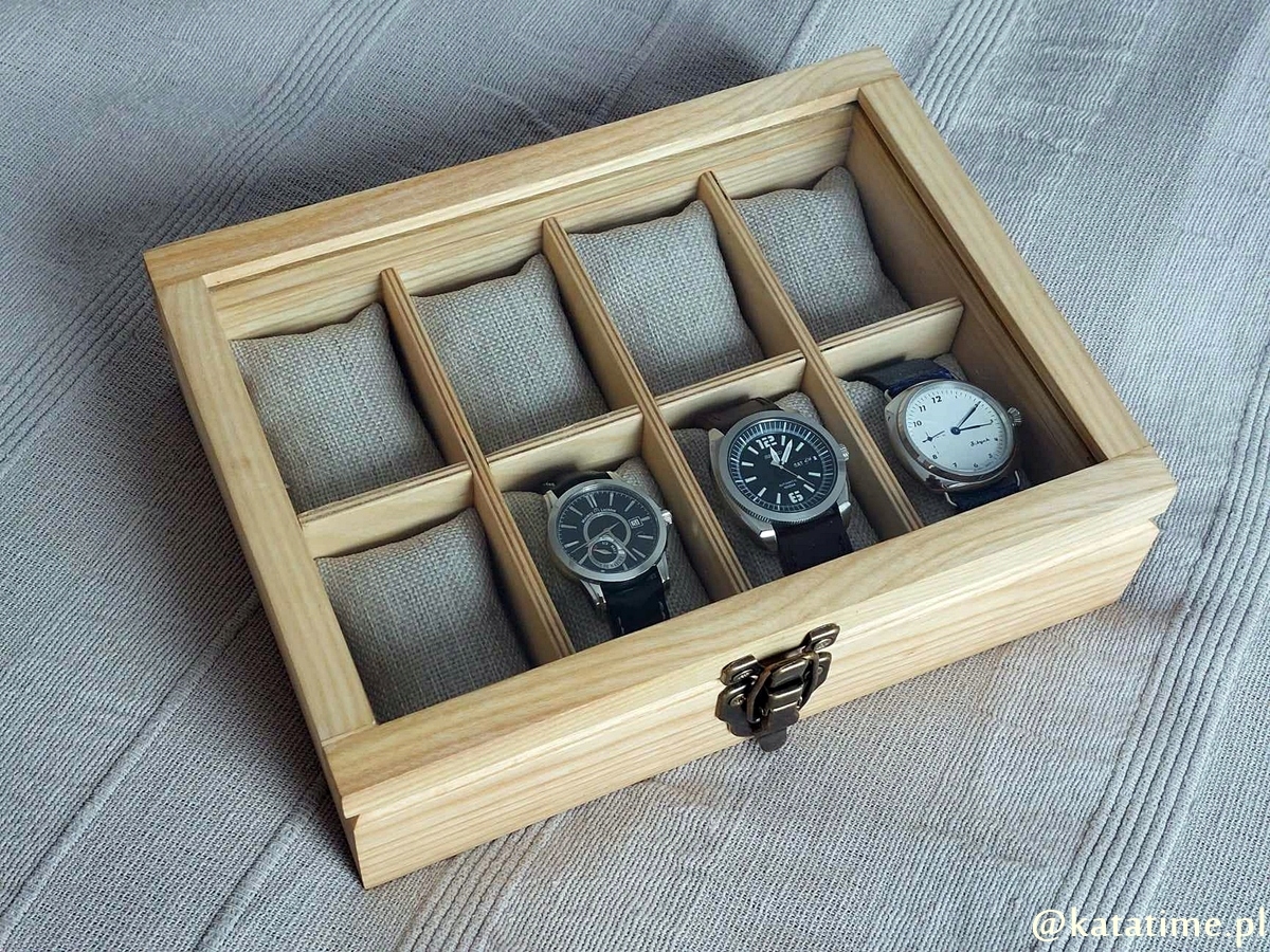 SKRZYNECZKA KASETKA PUDEŁKO BOX NA 8 ZEGARKÓW DREWNIANA ROBIONA RĘCZNIE Płeć uniseks