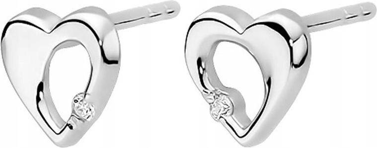 Náušnice z bílého zlata 585 srdíčka s diamanty dárek k Valentýnu