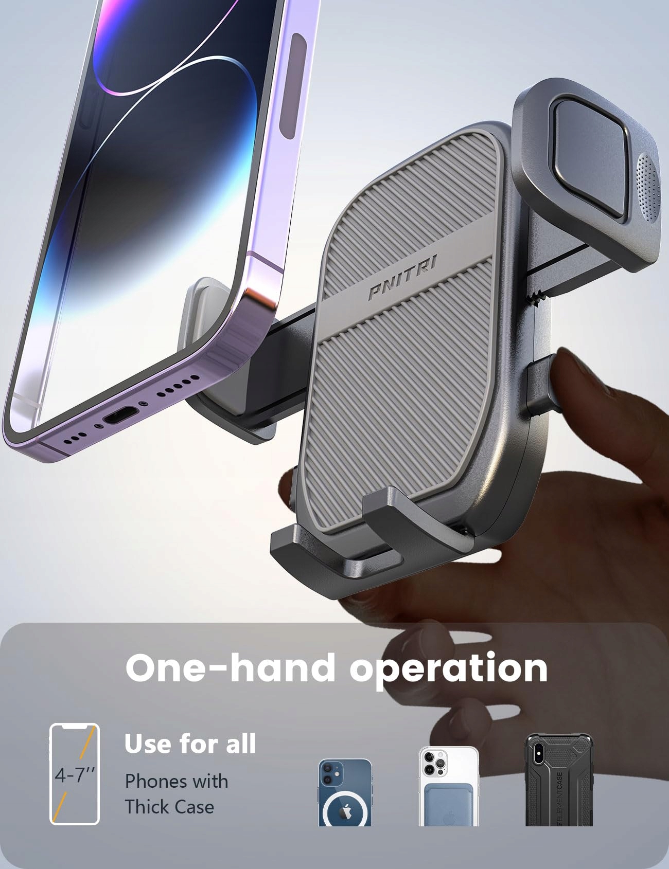 PNITRI Uchwyt Samochodowy Na Telefon Do Wentylacji 360° Dla iPhone Android — miniatura 5
