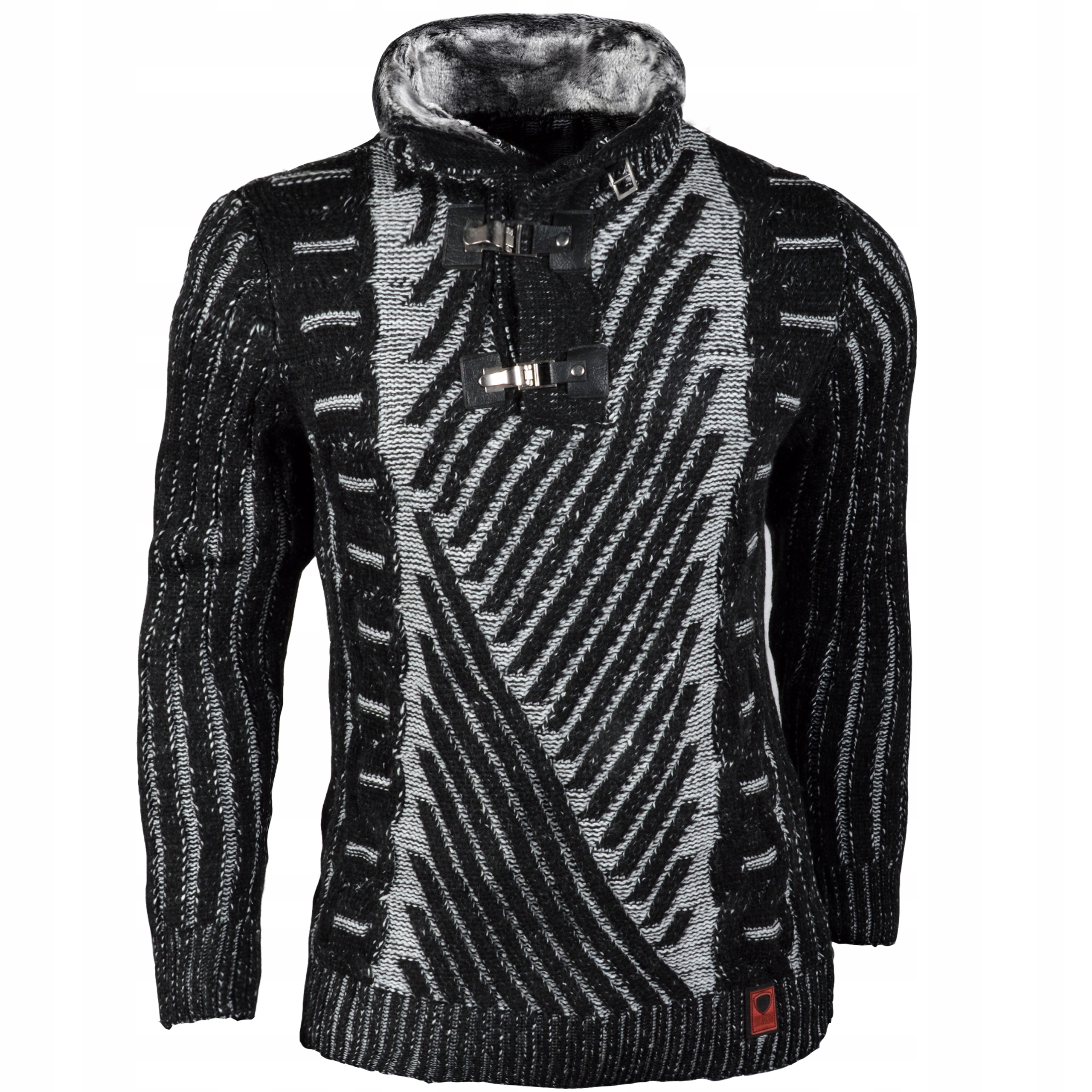 Pánský svetr Kardigan Mikina Tlustý Teplý Stojáček Nákrčník Rolák