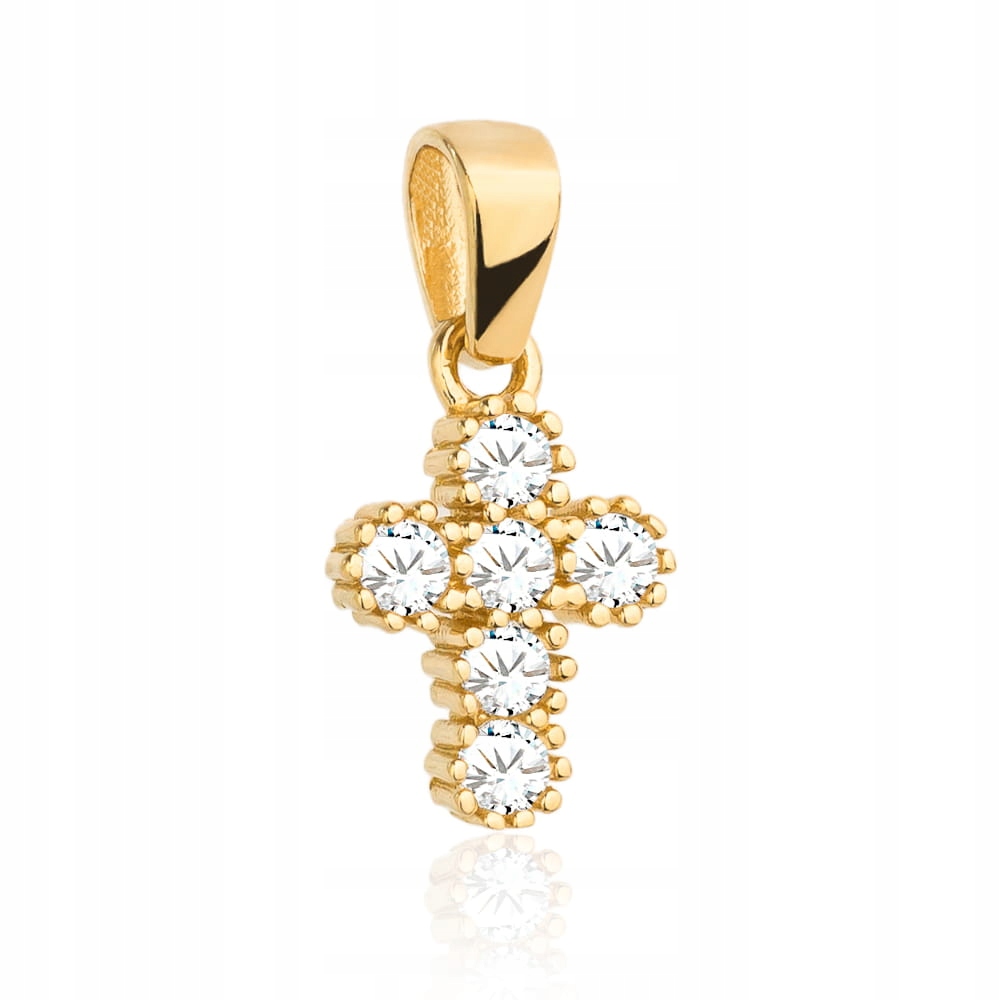 Zlatý křížek se zirkony a kuličkami 585 14k 0.83g