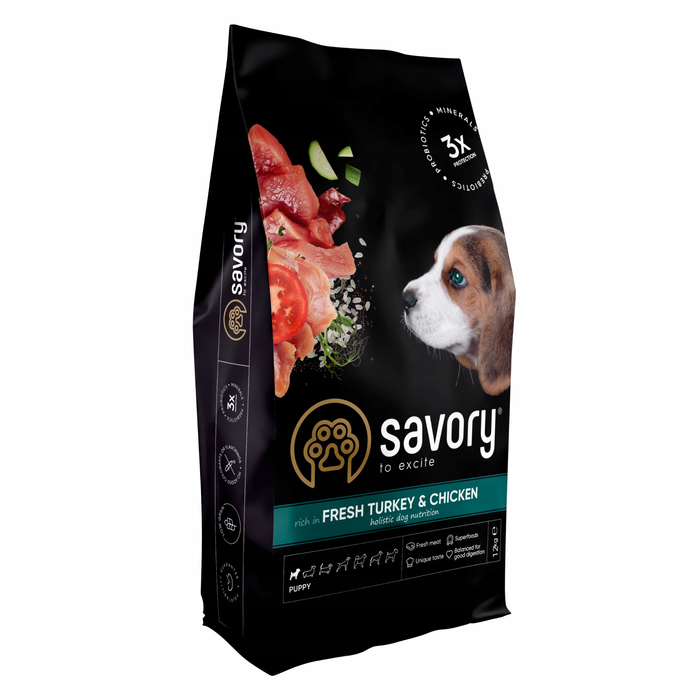 Levně Savory krmivo pro puppy junior krůta kuře 12 kg