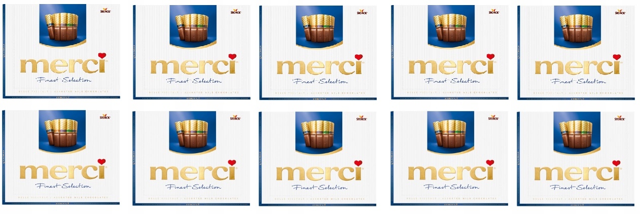 Levně 10 x 250 g Merci Modré čokoládky bonboniéra Karton