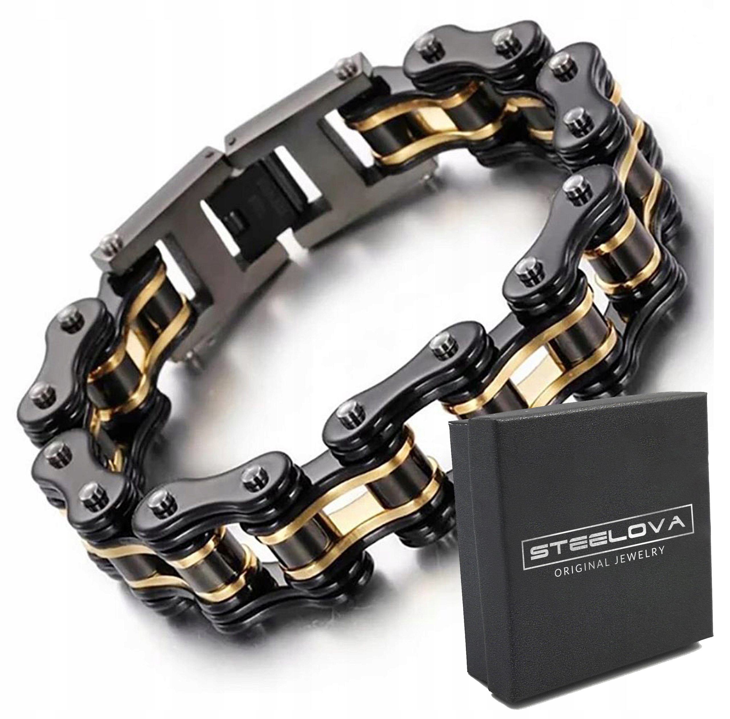 Černo-zlatá Btansoleta Bike Chain (16 mm)
