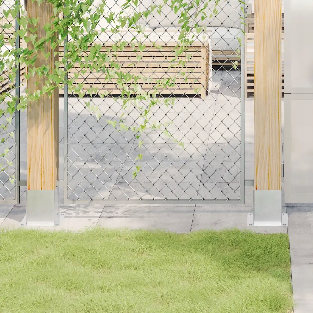 Podstavce pro sloupky čtvercové 4 ks Stříbrná Pozinkovaná ocel Stříbrná 420