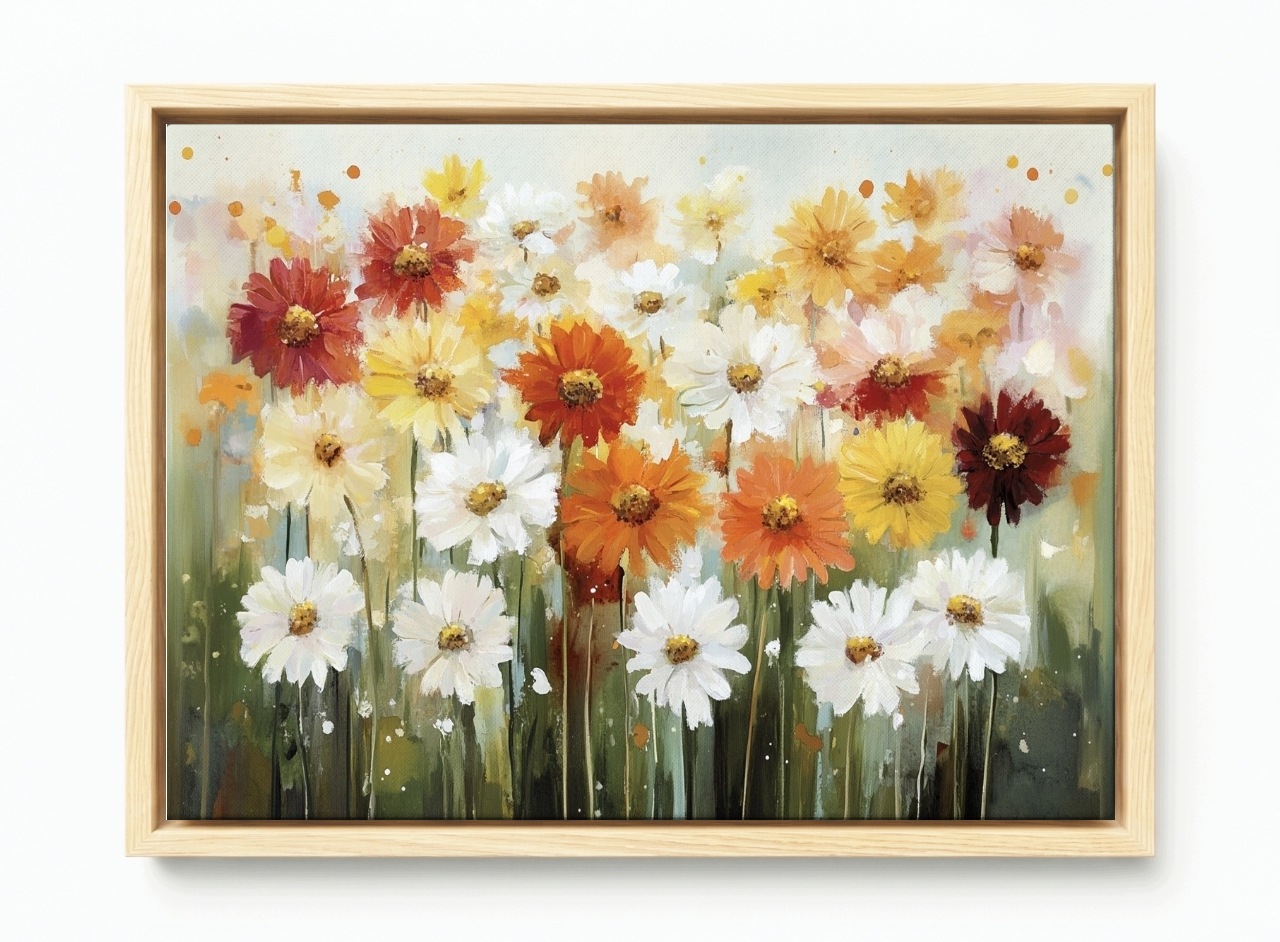 Obraz Rám Americký Box Akvarel Příroda Zahrada Jaro Barevné Květiny 60x40
