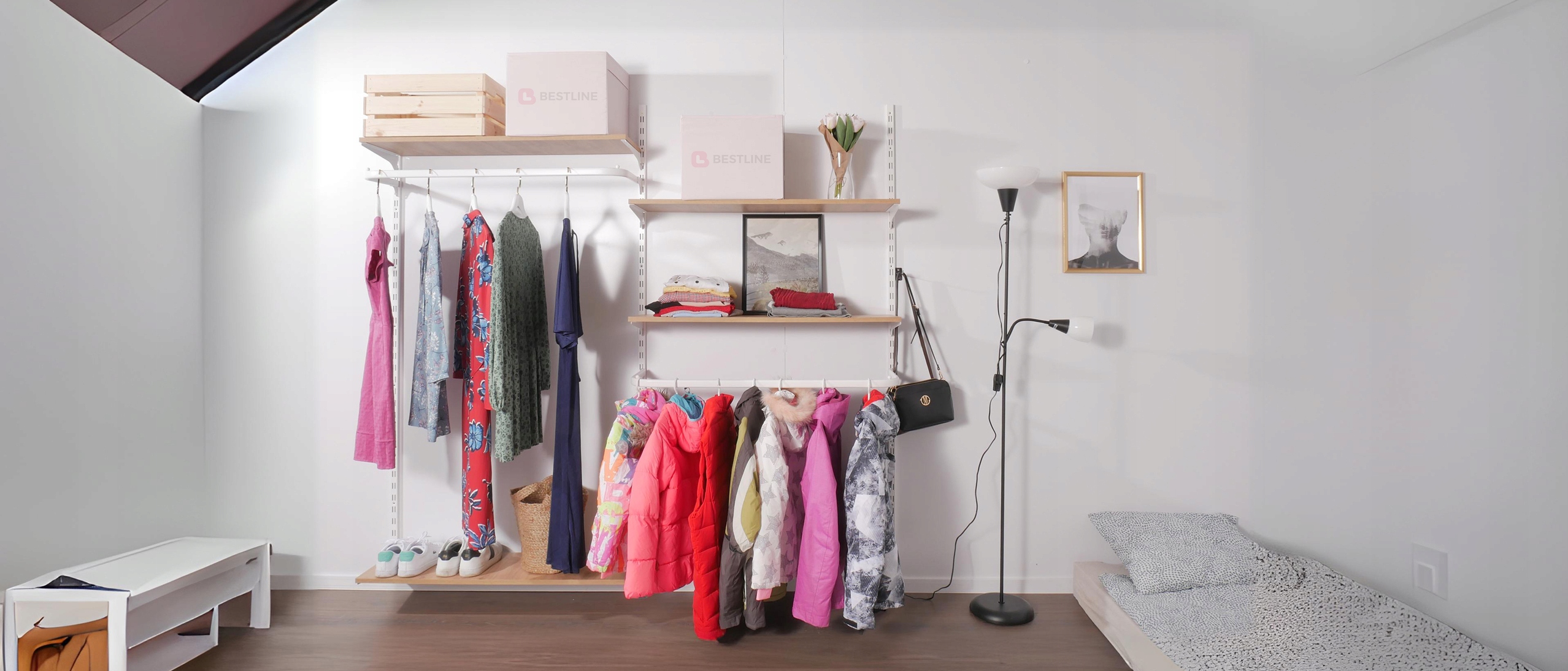 GARDEROBA MODUŁOWA WIESZAK ODZIEŻ DOM SKLEP 100x200 UBRANIA BIAŁA Marka inna