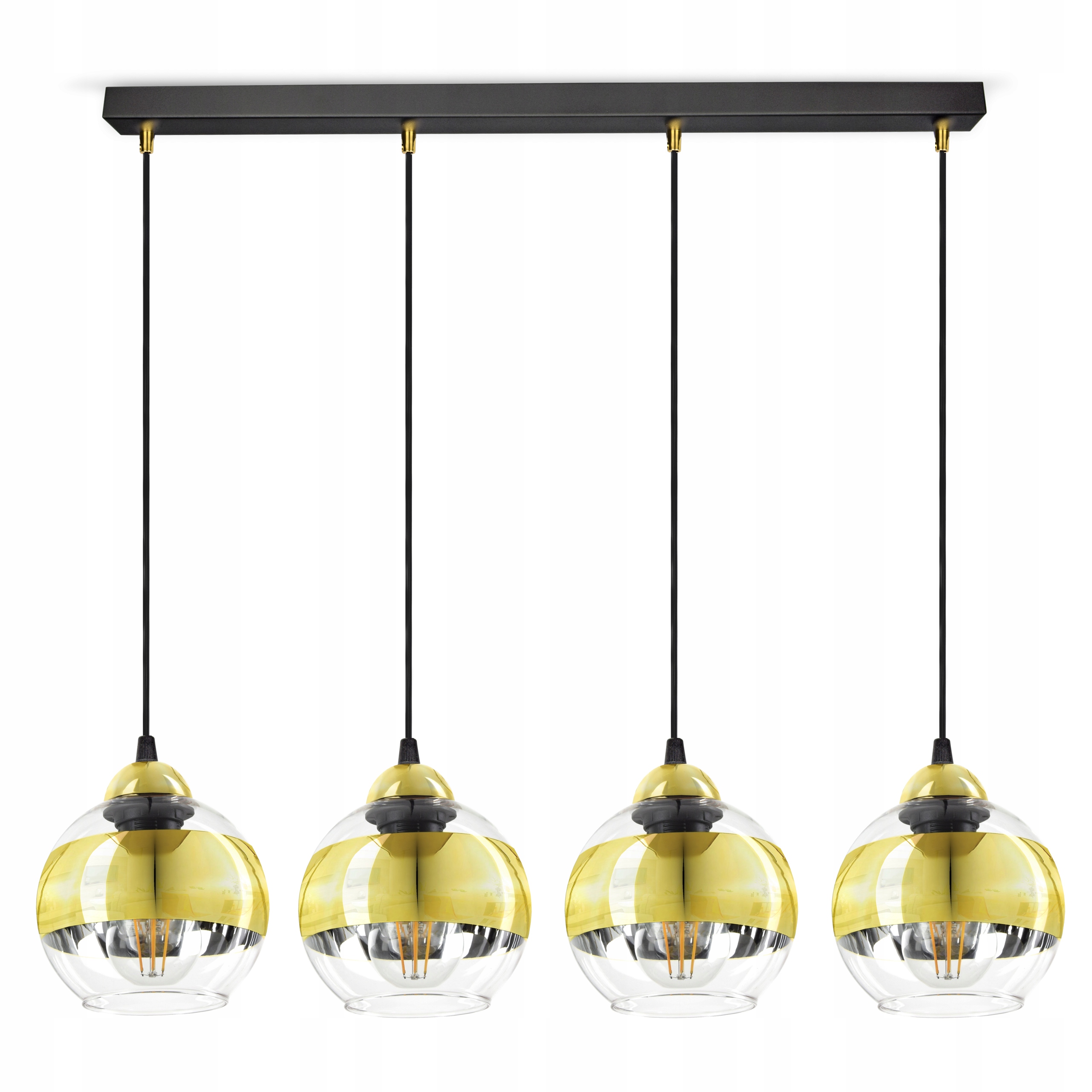 Stropní Svítidlo Černý zlatý lustr Glass BZ4 Led
