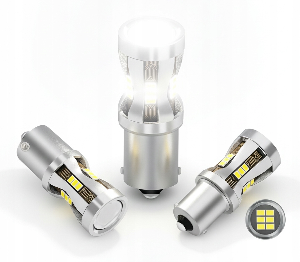 Żarówka Led P21W BA15S 12V 24V Bus Canbus Cofania Wsteczny Cybersun W12