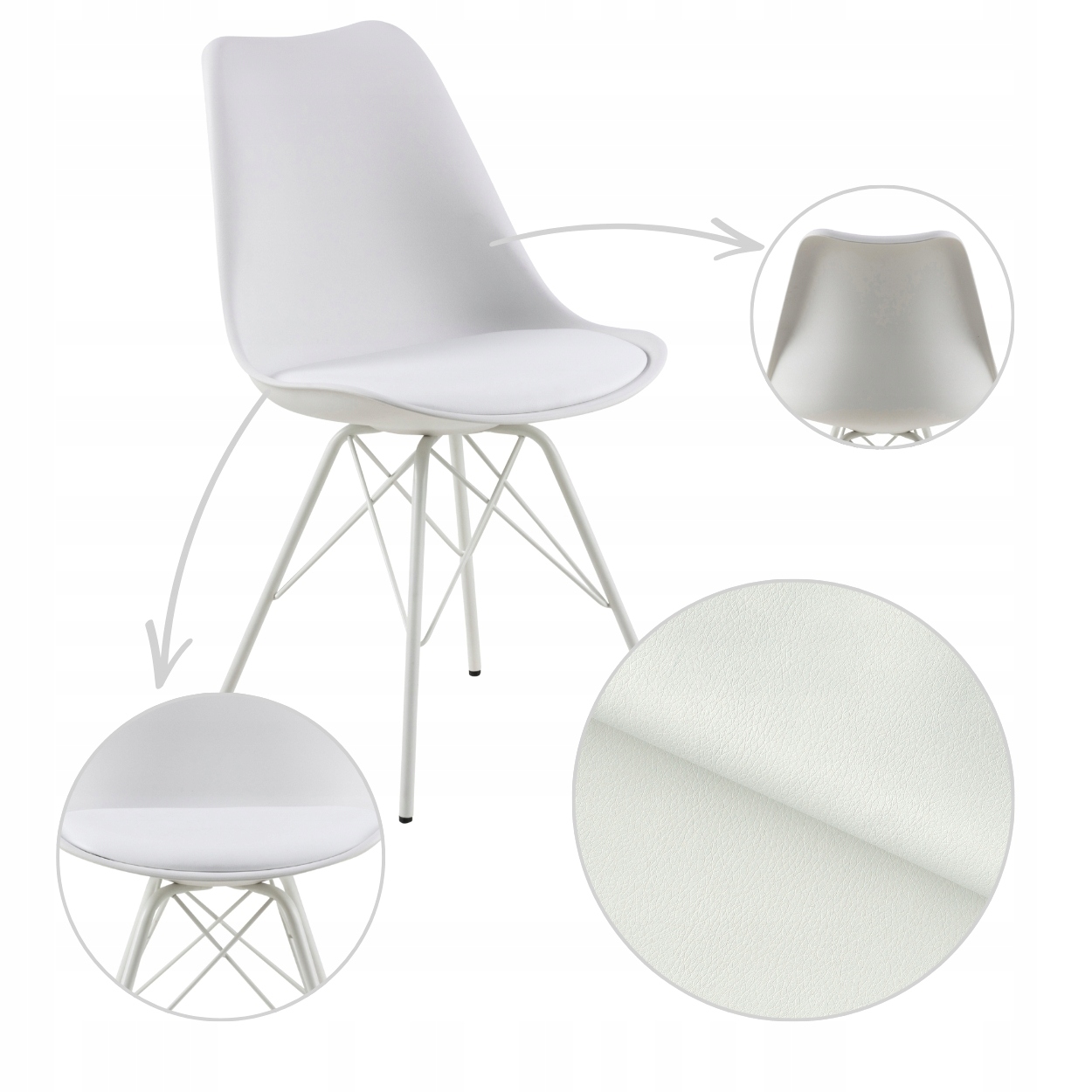 Jedálenská Stolička Biela do kuchyne, pohodlná, minimalistická s opierkou