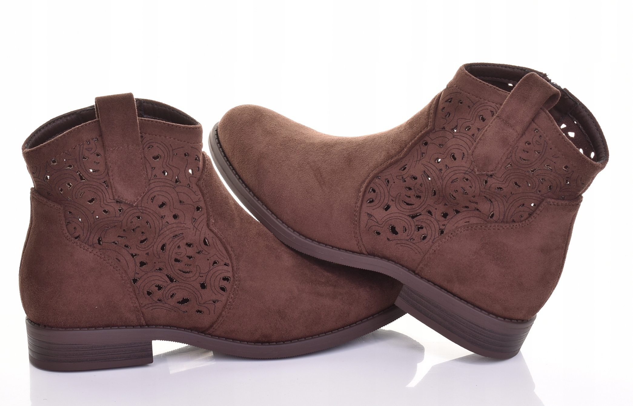 Elegantní Dámské Kotníkové Boty Ažurové S Plochým Podpatkem, Módní, Na Zip