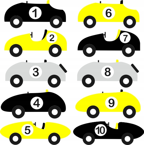 

Cars Samochody Autka Naklejki Żółto-szaro-czarne