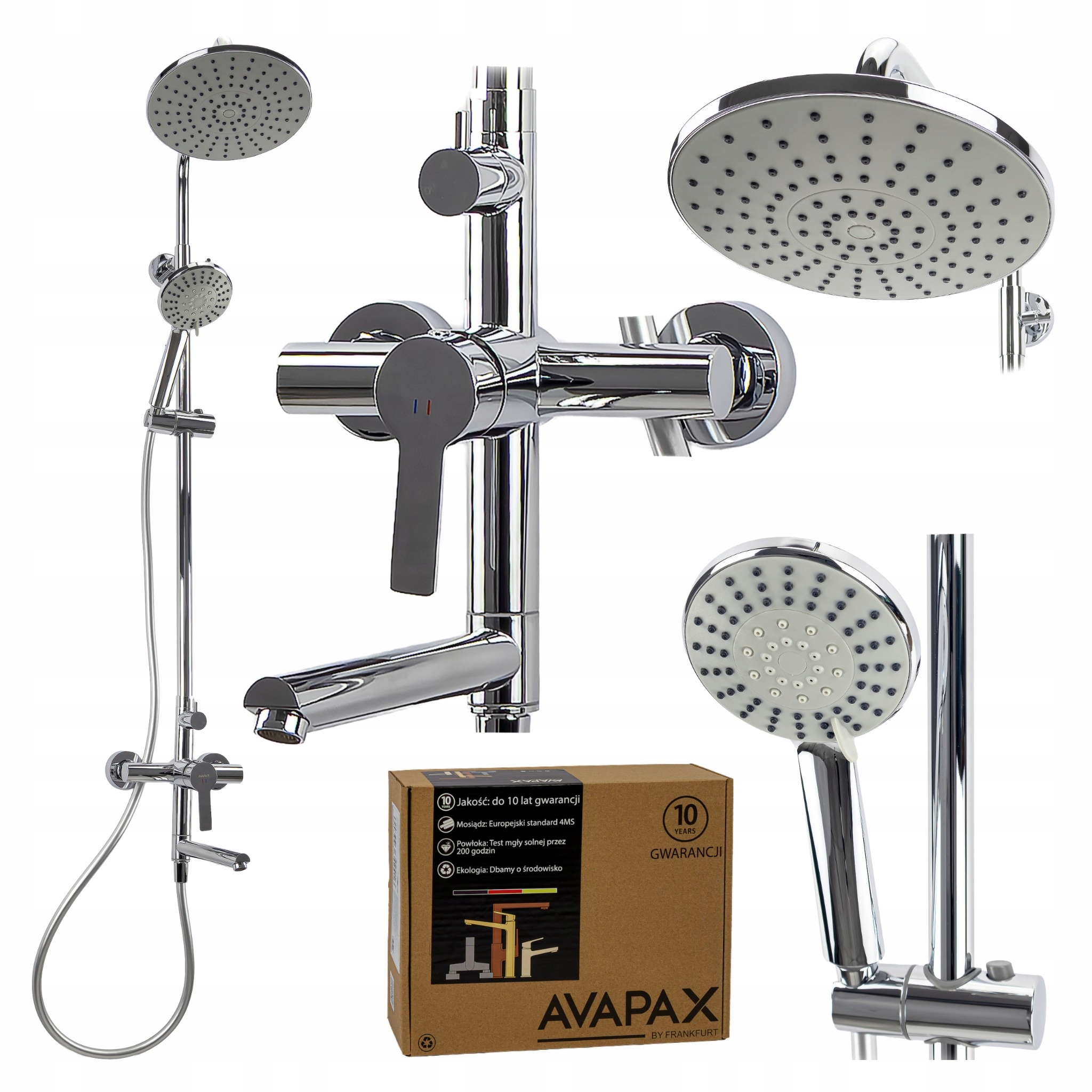 Sprchový set s dešťovou sprchou a vanovou baterií Avapax