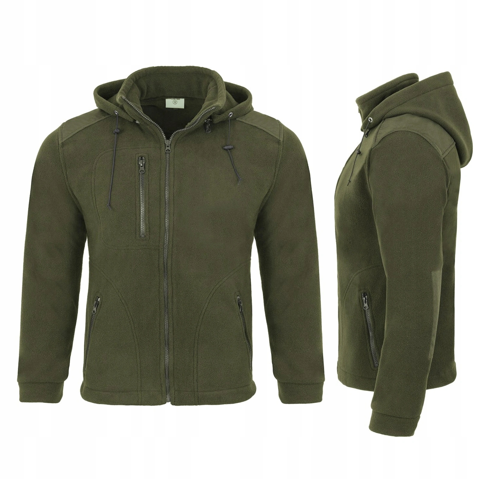 Mikina fleecová s odnímatelnou teplou kapucí, tlustá, khaki pro lesníky M