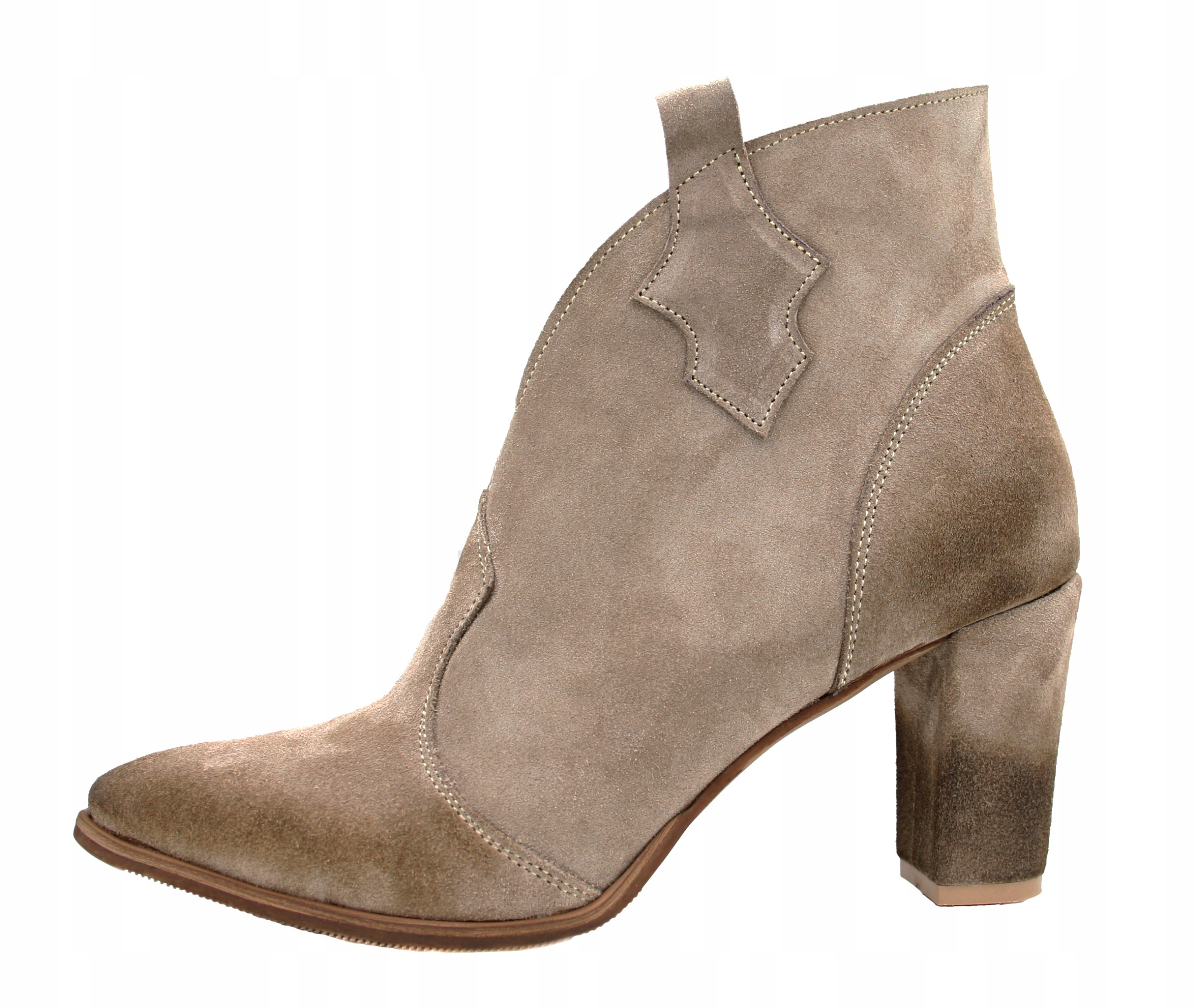 ELLABUT BOTKI KOWBOJKI SKÓRA ZAMSZ CAPUCCINO r37