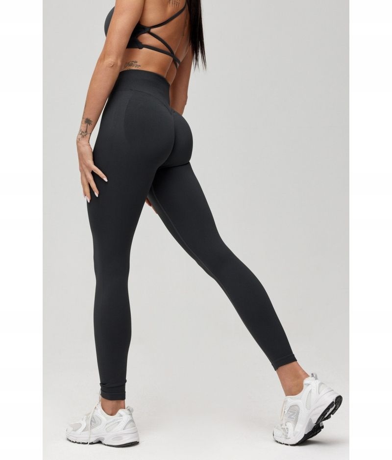 legginsy z wysokim stanem damskie Seamless Glow Long grafitowe L