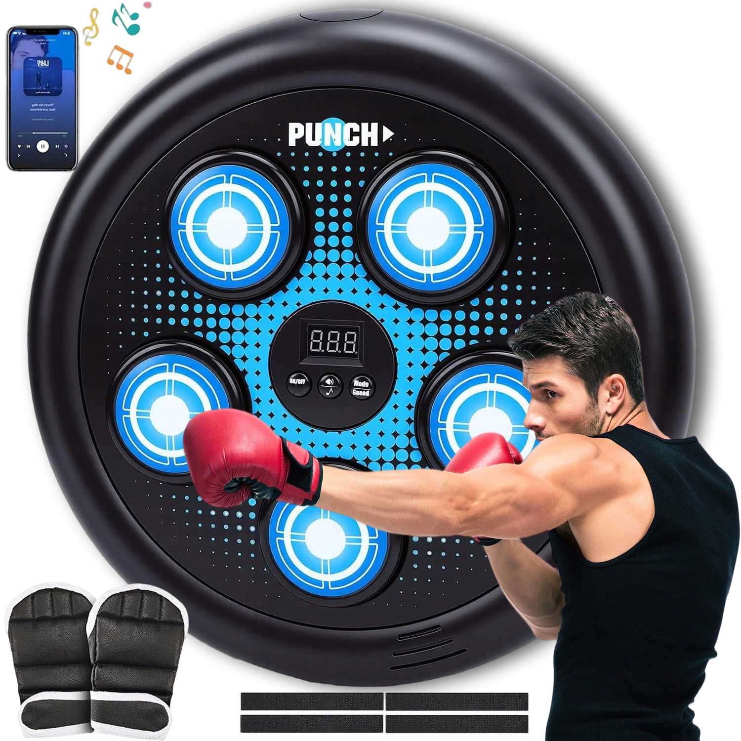 Music Boxing Machine Boxovací Stěna Hudební Štít Bluetooth 3 Režimy