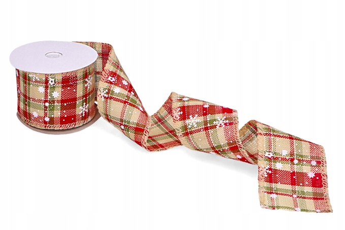 WSTĄŻKA KRATKA PŁATKI ŚNIEGU 5cm/4,5m BEŻOWA