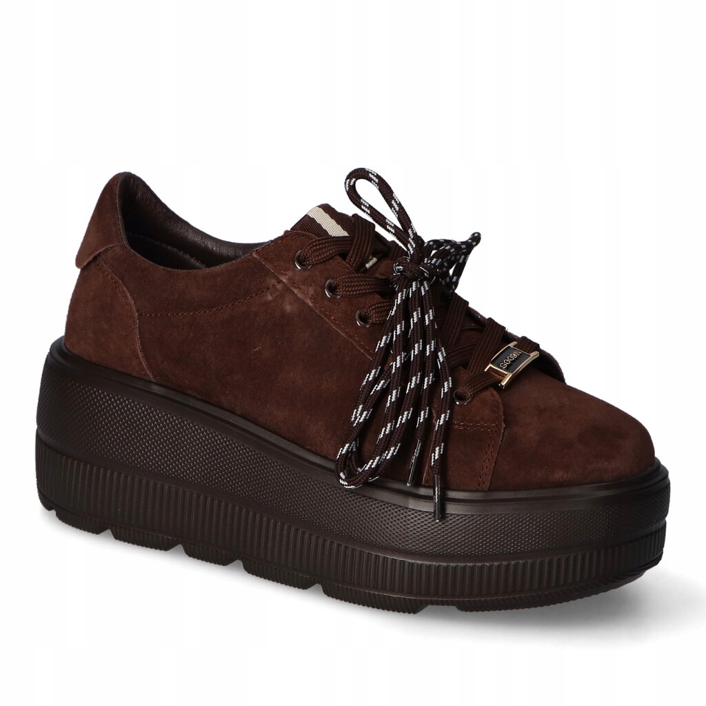 Tenisky s tlustou podrážkou Goodin Hnědé Čokoládové Kávové Semiš 38