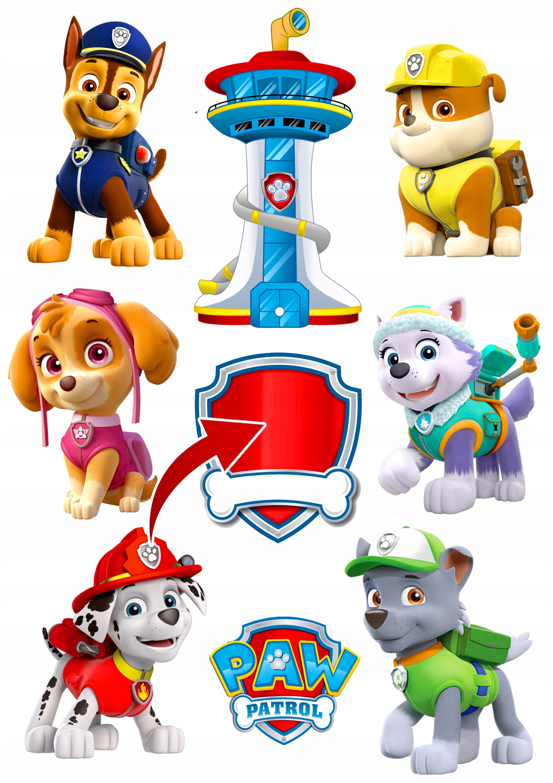 OPŁATEK ZESTAW POSTACIE PSI PATROL EKIPA + GRATIS TEKST Kolor wielokolorowy