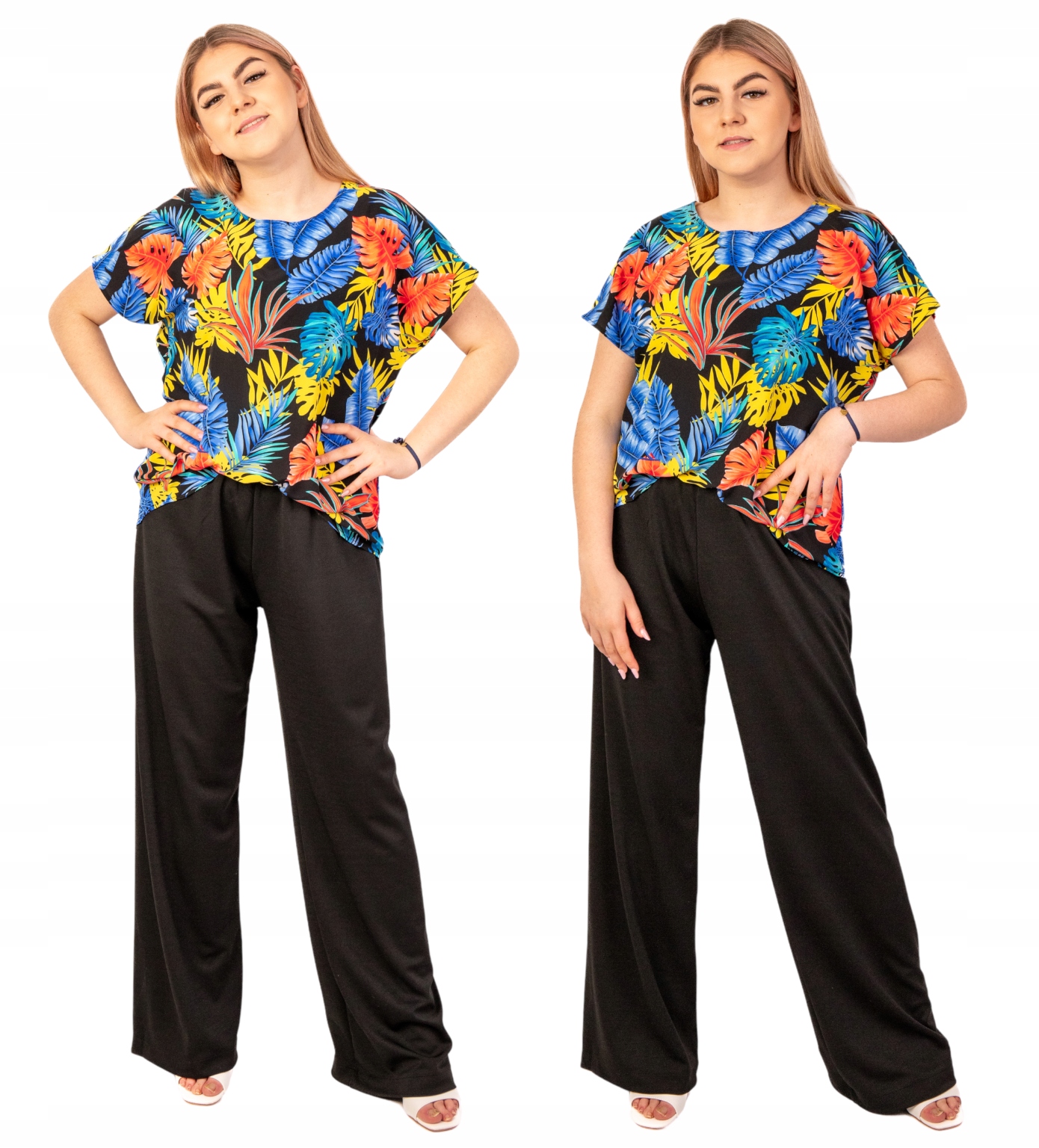 KOMPLET DAMSKI LETNI SPODNIE BLUZKA PRODUKT POLSKI NATURALNY PLUS SIZE 46 Kolor beżowy