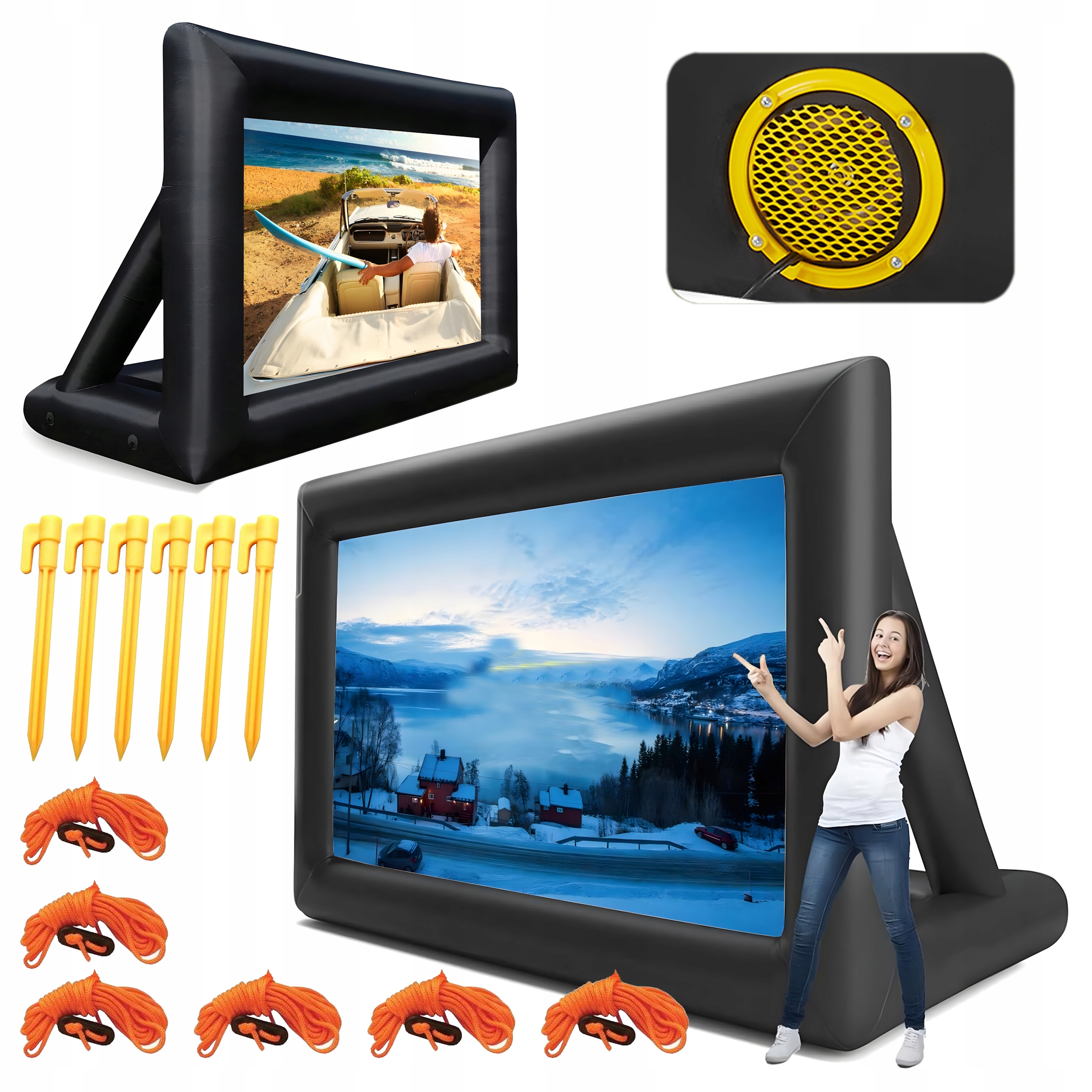 Ekran projekcyjny przenośny dmuchany 240x180 cm