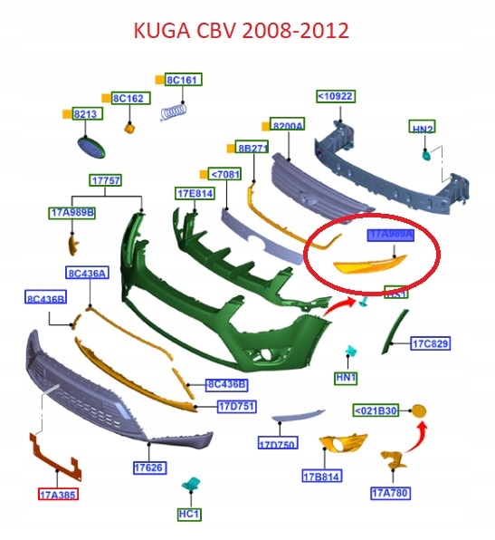 NAKŁADKA ZDERZAKA PRZÓD LEWA FORD KUGA Mk1 FORD OE Jakość części (zgodnie z GVO) O - oryginał z logo producenta pojazdu (OE)