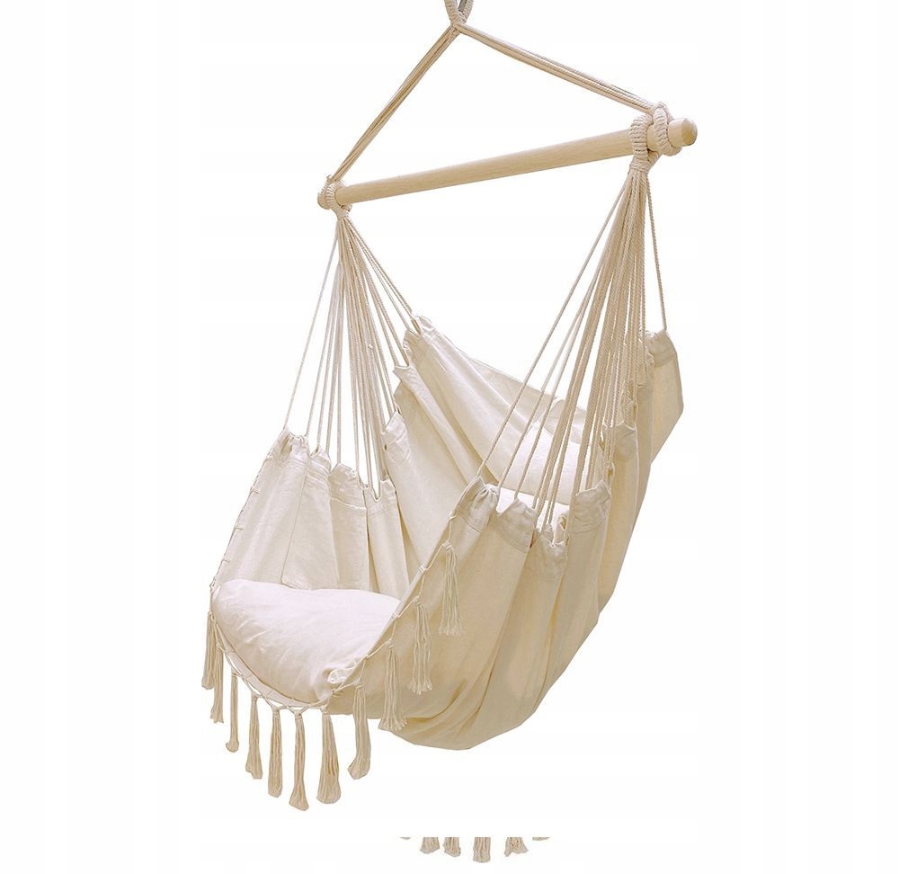 Zahradní houpačka, brazilské závěsné křeslo s polštáři 130kg béžová