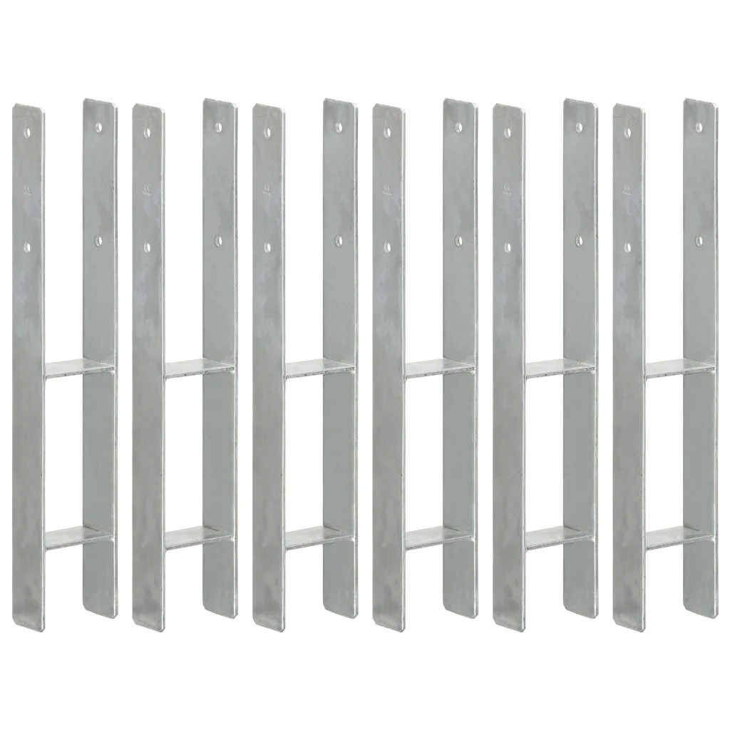 Plotové kotvy 6 ks stříbrné 9 x 6 x 60 cm pozinkovaná ocel 145300