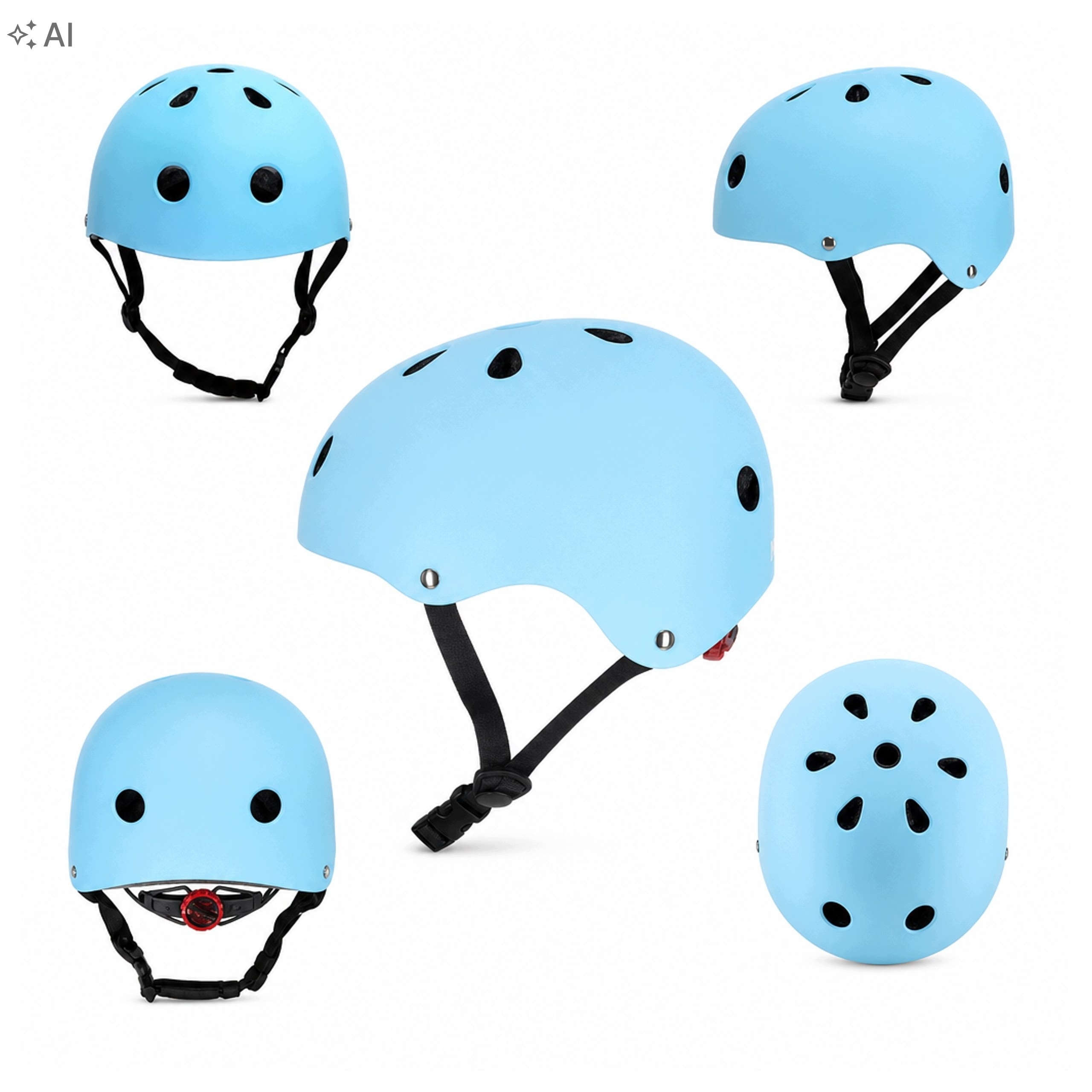 Regulowany Kask Rowerowy Dla Dzieci M 55-58cm Z Led Niebieski